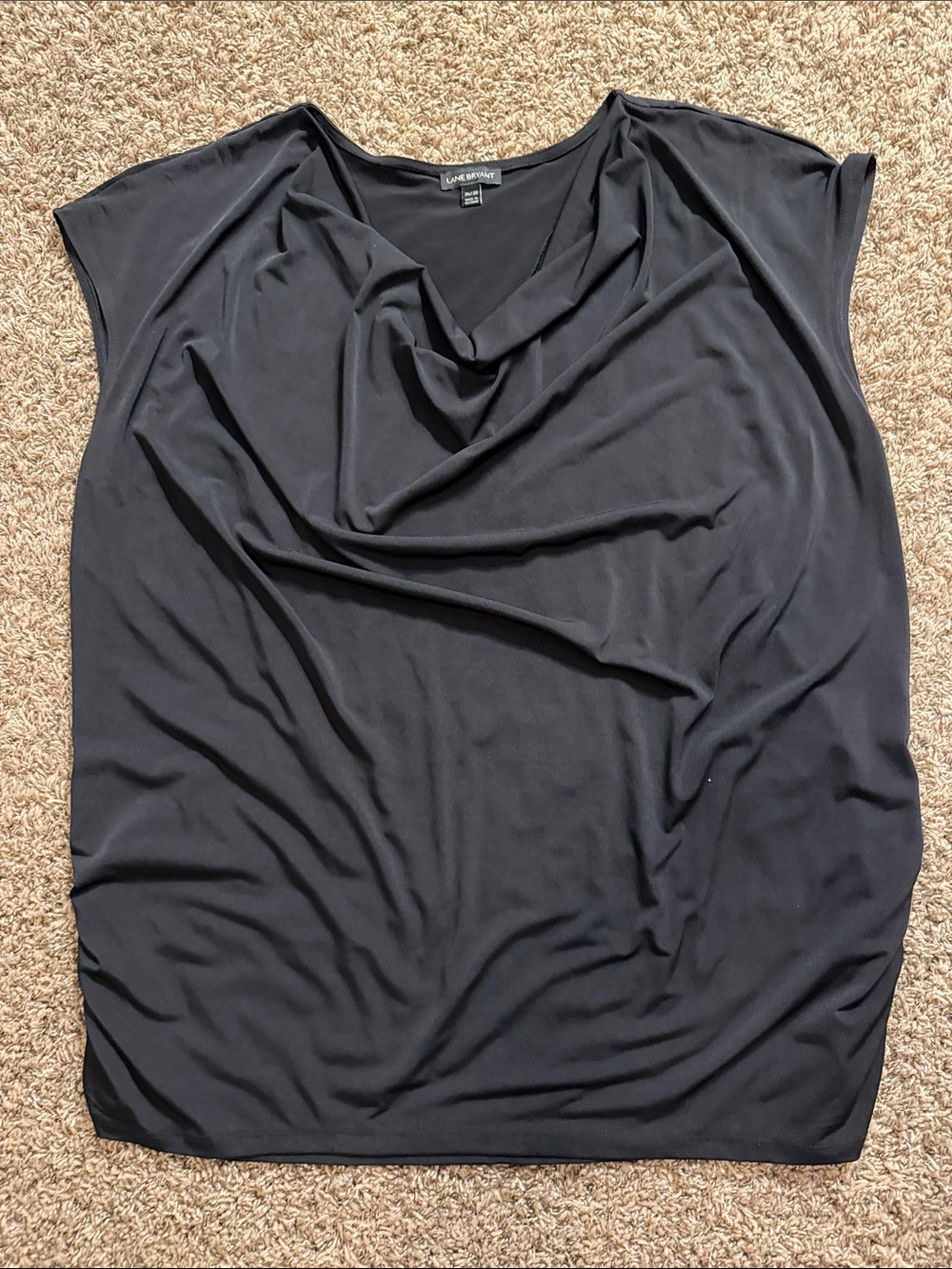 Lane Bryant Black Cowl-Neck Cap-Sleeve Blouse